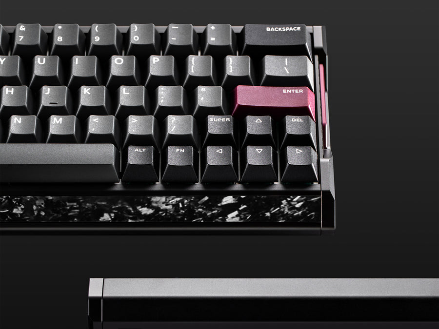 Top view of the IQUNIX EV63 63 percent layout with arrow keys and Delete key