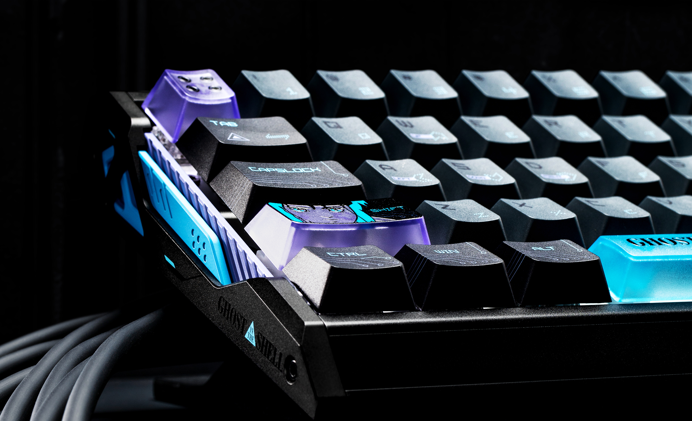 Ghost in the Shell Cyber Blue themed keycaps