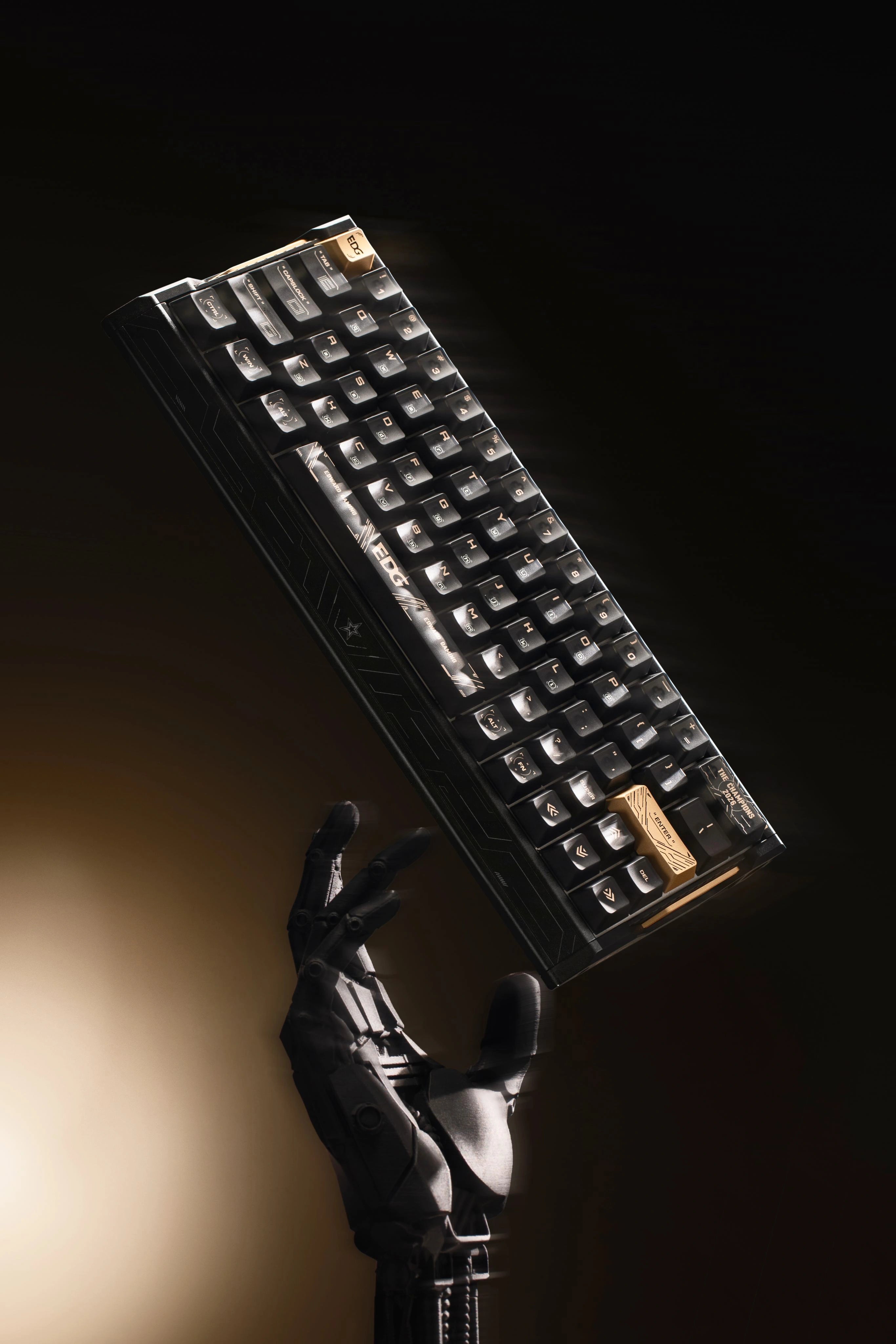 EV63 EDG balanced above a robotic hand