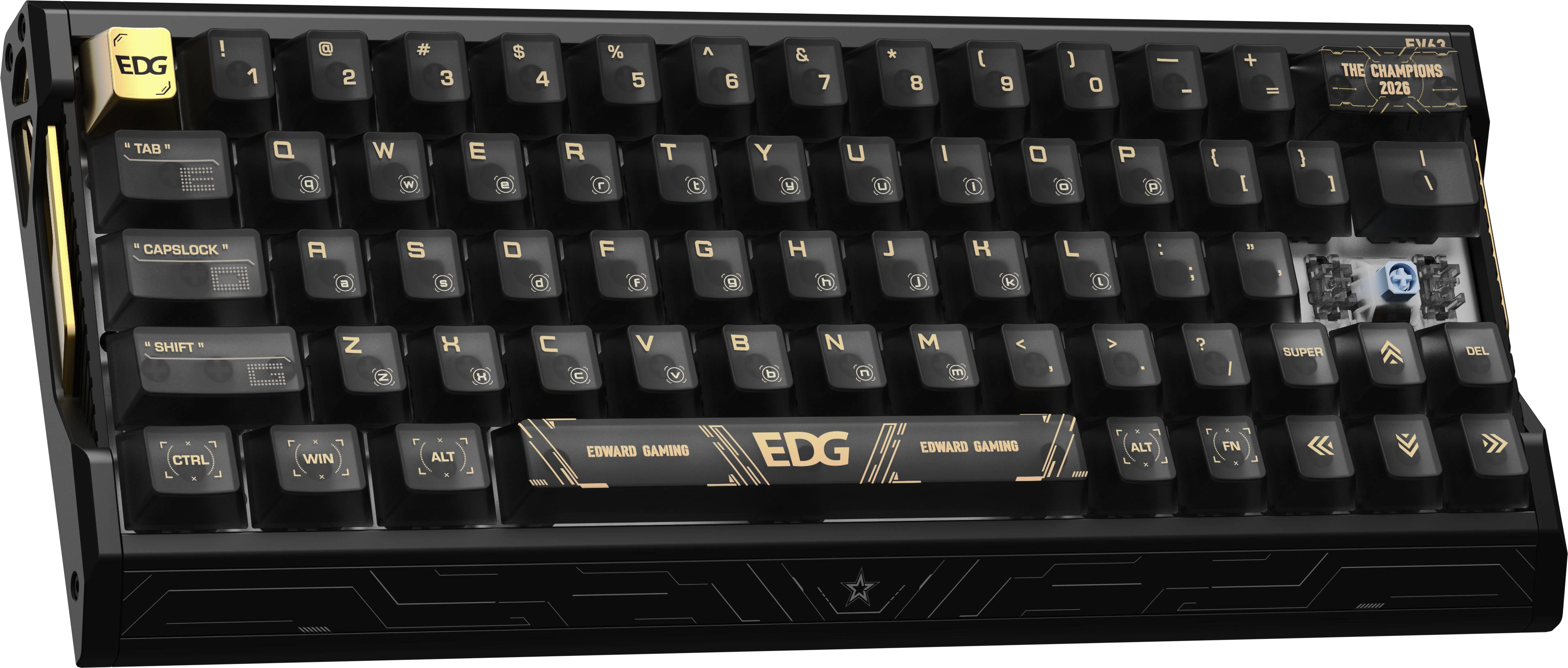 Black-and-gold EV63 with player signature keycaps