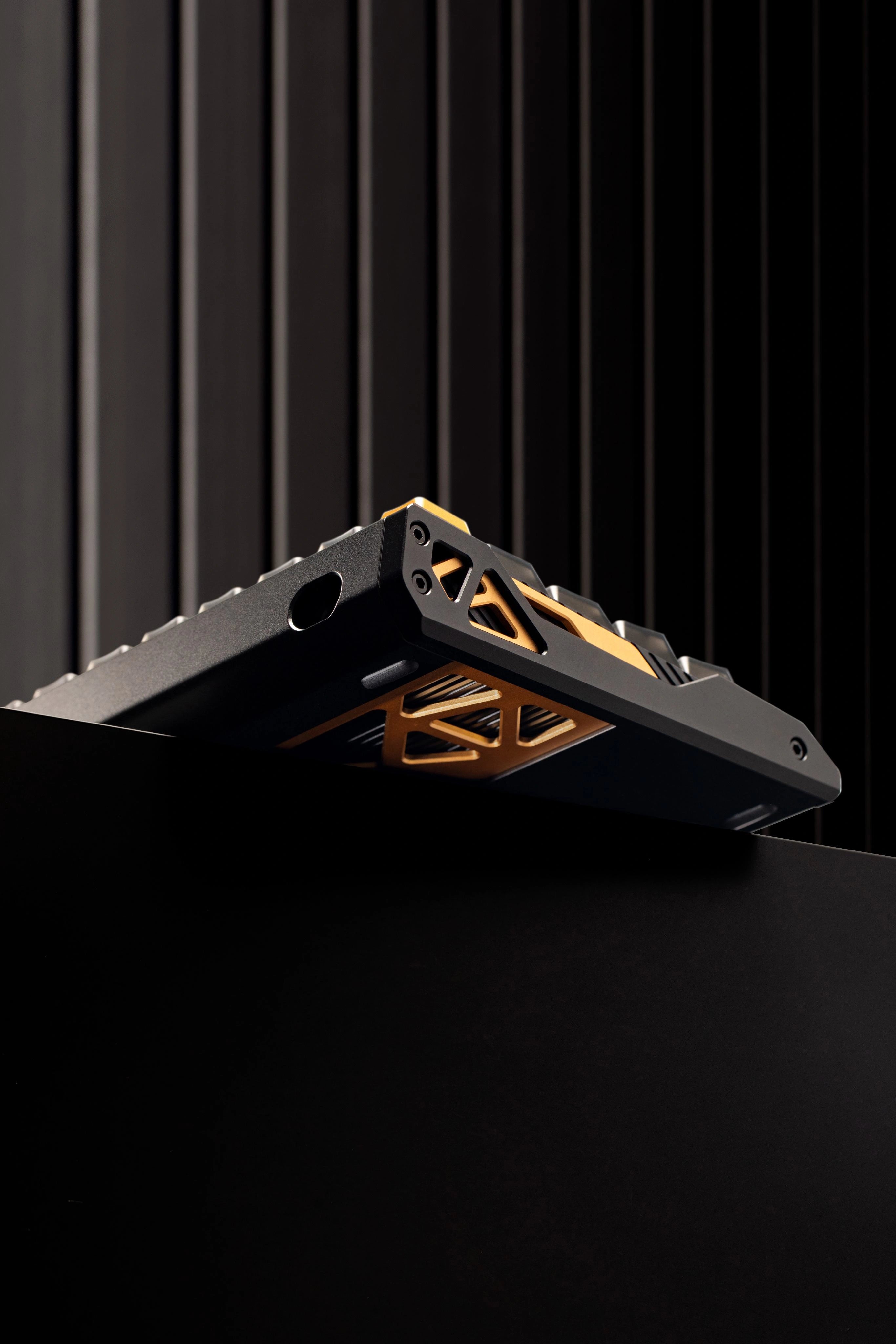 Aluminum case and gold side accent