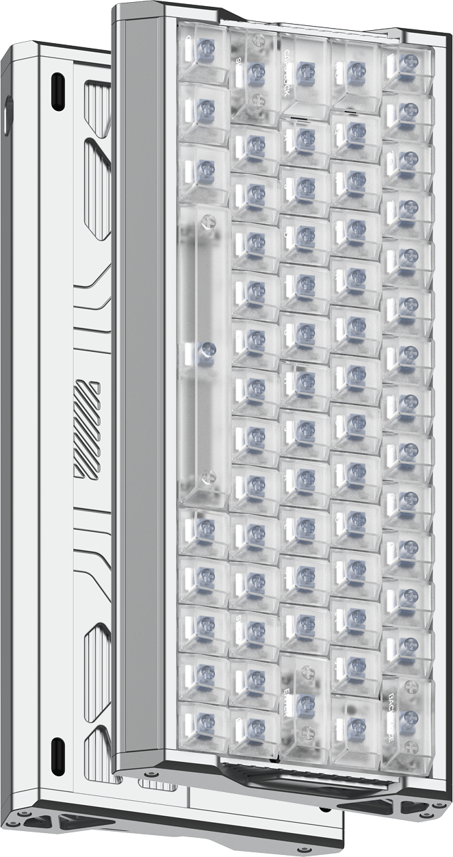 EV63 Silver Knight case and keycap side view