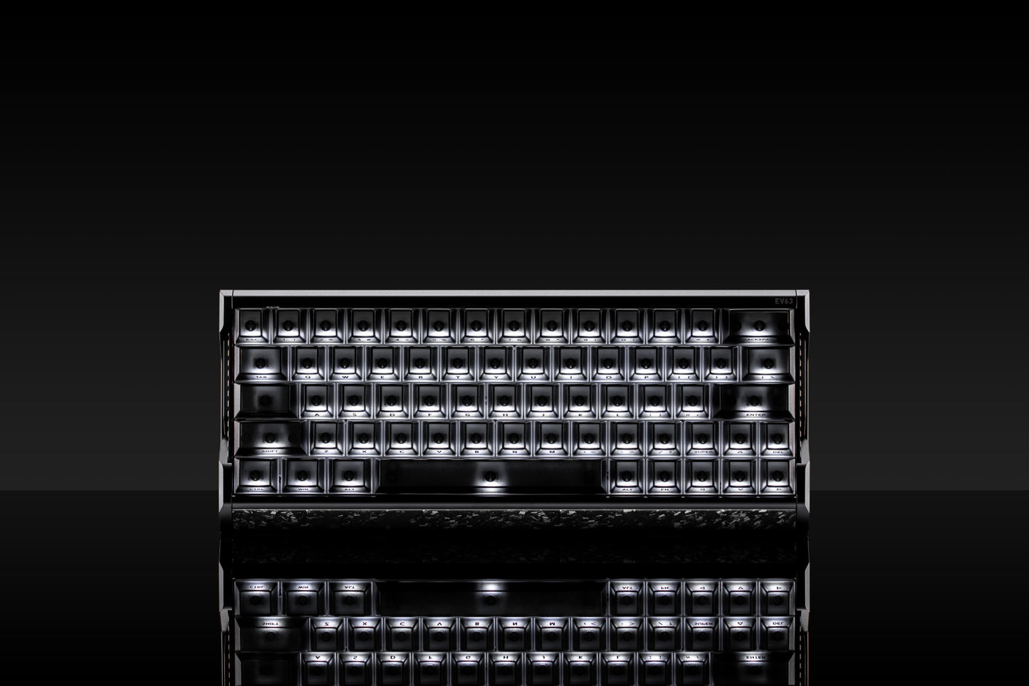 IQUNIX EV63 Dark Side RS Hall Effect keyboard front view on dark background